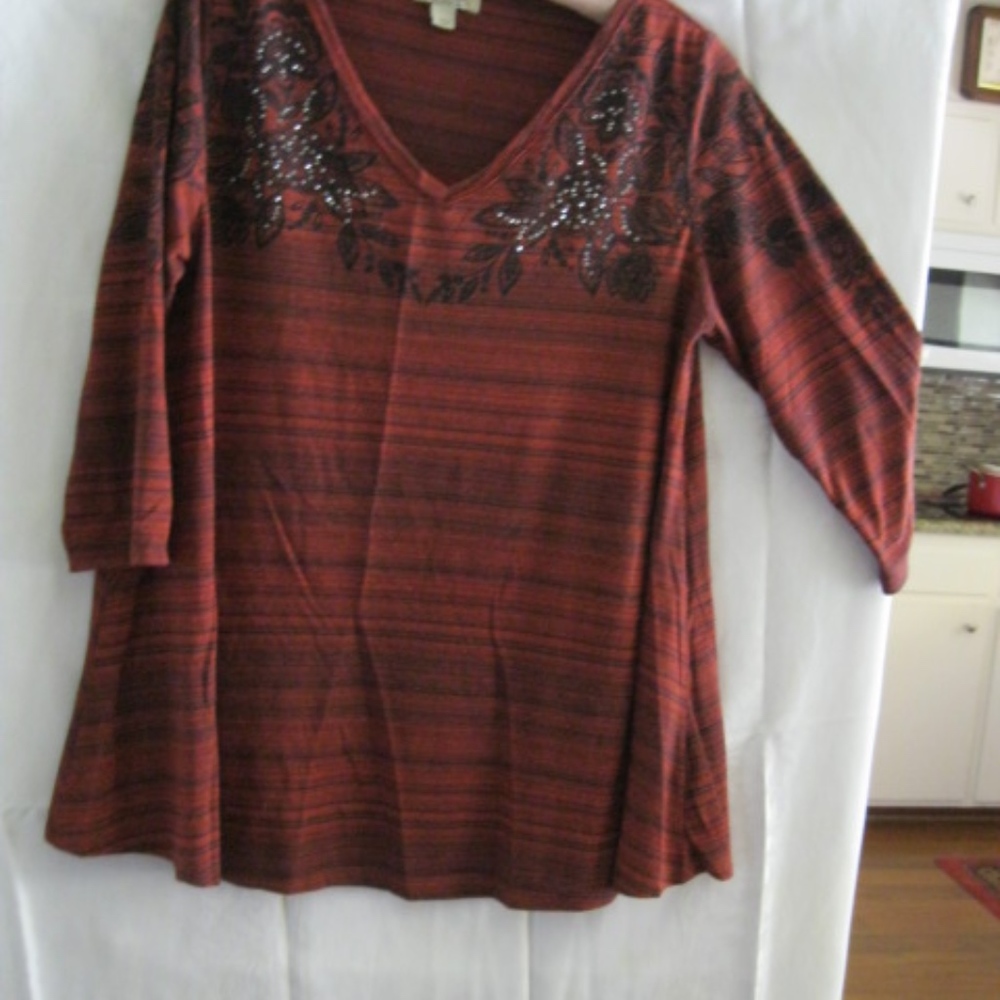 One World top - beaded v neck  Large